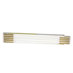 Stanley 0-35-458, metru de tamplarie din lemn 2m, finisaj alb/galben, gradare in negru, certificat CE si FSC, 2m x 15mm, blister - Img 1