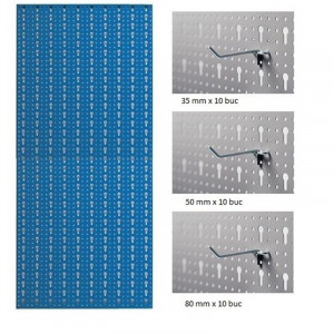 AB3 Panou profesional vertical albastru, 500x1000 mm cu set 30 carlige metalice - Img 2