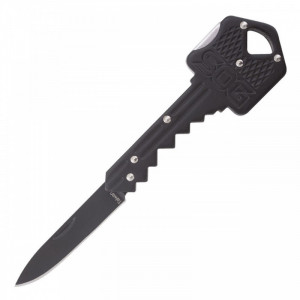 Cutit breloc SOG Key Knife Black KEY-101, lama 5Cr13MoV, Lockback, design cheie, EDC Keychain Knife - Img 3