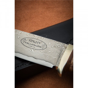 Cutit Fallkniven NL5CXL Idun Northern Light, lama Cowry X Damascus, maner piele naturala, lama 100 mm - Img 12