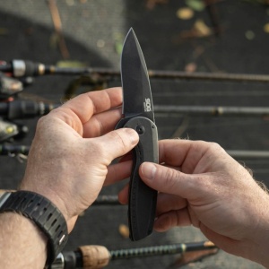 Cutit pliabil SOG Aegis FLK 2.0 Black Drop Point, lama CRYO D2, AT-XR Lock, maner GRN negru - Img 4