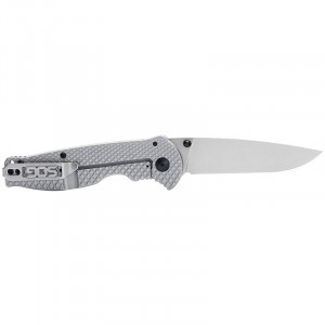 Cutit pliabil SOG Flash FL 14-18-01-57, lama Drop Point 8Cr13MoV, Frame Lock, maner integral din otel inoxidabil, EDC Folder - Img 6