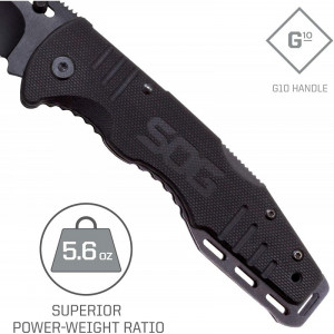 Cutit pliabil SOG Salute Black FF11-CP, lama 8Cr13MoV Black Oxide, Lockback, maner G10, EDC Tactical Folder - Img 10