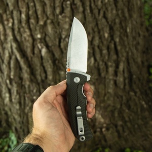 Cutit pliabil SOG Tellus FLK Olive Drab 14-06-01-43, lama Drop Point CRYO 440 Stonewashed, Frame Lock, deschidere Flipper, maner GRN Olive Drab, EDC Outdoor - Img 10