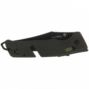 Cutit pliabil SOG Trident AT Olive Drab 11-12-03-41, lama Drop Point CRYO D2 Black TiNi, deschidere asistata S.A.T., AT-XR Lock, taietor de centura, spargator de geam, maner GRN Olive Drab - Img 3