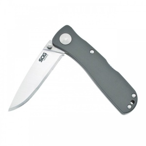 Cutit pliabil SOG Twitch II Satin Aluminum TWI8-CP, lama Drop Point AUS-8 Satin, deschidere asistata S.A.T., Lockback, maner din aluminiu anodizat, EDC Premium - Img 15