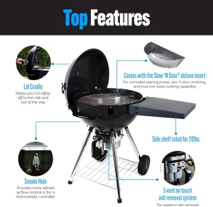 Gratar si smoker pe carbuni de tip kettle Slow 'N Sear® SNS GRILLS 56 CM - Img 2