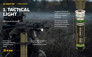 Lanterna tactica Armytek Dobermann Pro Magnet USB Olive Warm 1400 lm cu acumulator inclus - Img 11