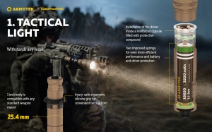 Lanterna tactica Armytek Dobermann Pro Magnet USB Sand Warm 1400 lm cu acumulator inclus - Img 8