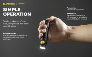 Lanterna tactica Armytek Partner C2 Magnet USB Warm 1020 lm cu acumulator inclus - Img 14