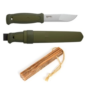 Pachet promo cutit Morakniv Kansbol pentru vanatoare + iasca Tinder, set bushcraft si outdoor
