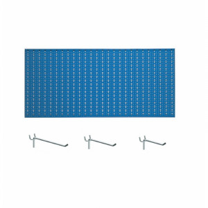 Panou perforat orizontal de 1000x500mm albastru cu set de 25 carlige metalice - Img 2
