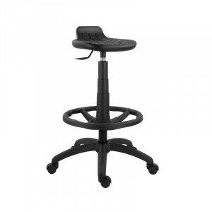 Scaun profesional WORK TAB cu baza cromata,cilindru extra lung si suport picioare plastic - Img 1