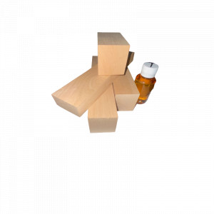Set 4 blocuri de lemn de cires pentru cioplit + 50 ml ulei tung - Img 3
