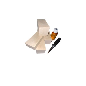 Set 4 blocuri din lemn de paltin pentru cioplit cu 50 ml ulei tung + cutit sculptura basic, Morakniv - Img 4