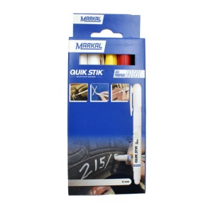Set 5 markere Quik Stik Mini - alb, galben, roșu și negru, Markal