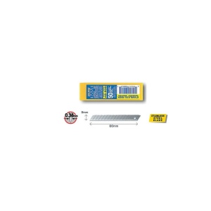 Set 50 lame inox 9 mm OLFA AB-50S Japonia, pentru folie geam si colantari