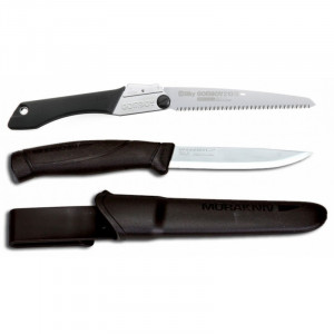 Set Cuțit Companion, negru Si Fierastrau pliabil bushcraft, camping Silky Gomboy 210mm cu 10dinti, 30mm - Img 2