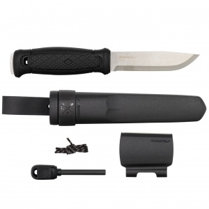 Set cutit Full-Tang Morakniv Garberg INOX, Teaca si maner Polimer negru, pentru Bushcraft si Outdoor si Kit supravietuire, Morakniv