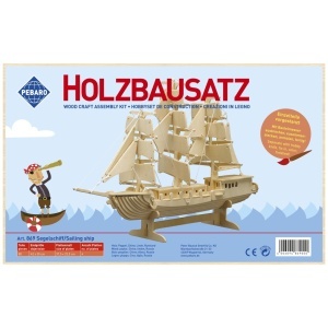 Set de constructie din lemn „Corabie cu panze” debitat cu laser Pebaro - Img 2