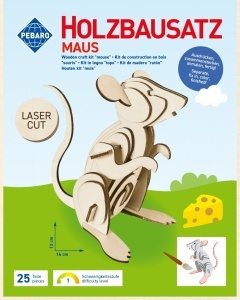 Set de constructie din lemn „Soarece”, debitat cu laser Pebaro - Img 2