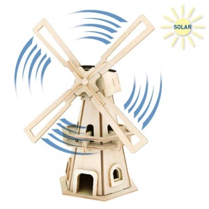 Set de constructie din lemn cu energie solara – Moara de vant debitat cu laser Pebaro - Img 4