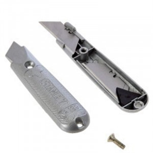 Stanley 2-10-199, Cutter metalic 199E cu lama fixa, blister, 140mm + 3 lame trapezoidale 62mm - Img 3