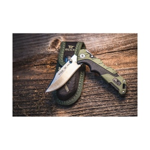 Briceag de vanatoare Buck Pursuit Small 0661GRS-B, otel 420HC, maner Versaflex verde, Lockback - Img 6