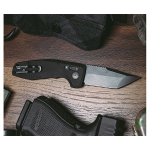 Cutit automat SOG TAC AU Compact Tanto 15-38-09-57, lama Tanto Cryo D2, AU-XR Lock, maner din aluminiu, Tactical EDC Knife - Img 12