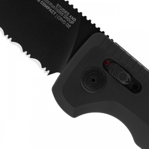 Cutit automat SOG TAC AU Compact Tanto Serrated 15-38-10-57, lama Tanto Cryo D2 partial zimtata, AU-XR Lock, maner din aluminiu, Tactical EDC Knife - Img 10