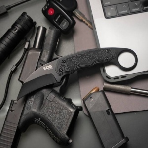 Cutit outdoor SOG Gambit Blackout, otel inoxidabil 7Cr17MoV, lama 66 mm - Img 7