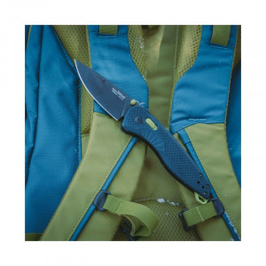 Cutit pliabil SOG Aegis AT Indigo Acid 11-41-03-41, lama Drop Point CRYO D2 Black TiNi, deschidere asistata S.A.T., AT-XR Lock, maner GRN Indigo & Acid Yellow, EDC Premium - Img 6