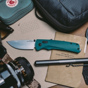 Cutit pliabil SOG Flash AT Petrol Green 11-18-13-41, lama Drop Point CRYO D2 Satin, deschidere asistata S.A.T., AT-XR Lock, maner GRN Petrol Green, EDC Premium - Img 11
