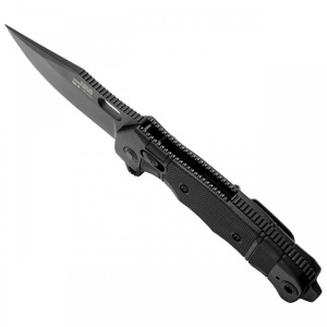 Cutit pliabil SOG SEAL XR Black 12-21-02-57, lama Clip Point CPM S35VN Black Cerakote, XR Lock, Flipper, Thumb Stud, maner GRN Black, Made in USA - Img 6