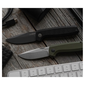 Cutit pliabil SOG Terminus SJ LTE Carbon Graphite TM1006-BX, lama Drop Point CPM S35VN TiNi Graphite, Slip Joint, Nail Nick, maner Carbon Fiber, EDC Premium - Img 10