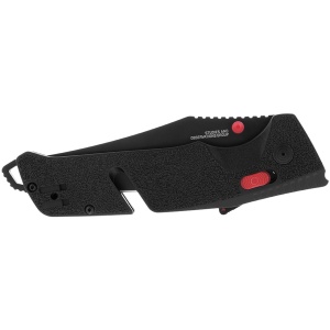 Cutit pliabil SOG Trident AT Black 11-12-01-41, lama Clip Point CRYO D2 Black TiNi, deschidere asistata S.A.T., AT-XR Lock, taietor de centura, spargator geam, maner GRN Black - Img 5
