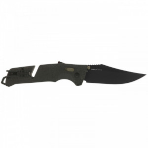 Cutit pliabil SOG Trident AT Olive Drab 11-12-03-41, lama Drop Point CRYO D2 Black TiNi, deschidere asistata S.A.T., AT-XR Lock, taietor de centura, spargator de geam, maner GRN Olive Drab - Img 2