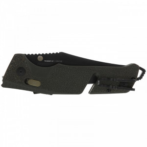 Cutit pliabil SOG Trident AT Olive Drab 11-12-03-41, lama Drop Point CRYO D2 Black TiNi, deschidere asistata S.A.T., AT-XR Lock, taietor de centura, spargator de geam, maner GRN Olive Drab - Img 4