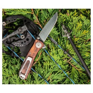 Cutit pliabil SOG Twitch II Satin Wood Handle TWI17-BX, lama Drop Point AUS-8 Satin, deschidere asistata S.A.T., Lockback, maner din lemn, EDC Clasic - Img 11