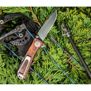 Cutit pliabil SOG Twitch II Wood TWI17-CP, lama Drop Point AUS-8 Satin, deschidere asistata S.A.T., Lockback, maner din lemn Rosewood, EDC Premium - Img 14