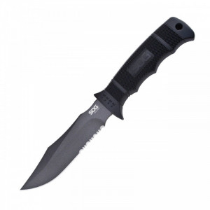 Cutit tactic SOG SEAL Pup Black, otel AUS-8, lama partial zimtata 120 mm - Img 5