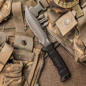 Cutit tactic SOG SEAL Pup Black, otel AUS-8, lama partial zimtata 120 mm - Img 14