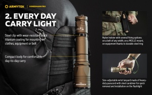 Lanterna tactica Armytek Dobermann Pro Magnet USB Sand Warm 1400 lm cu acumulator inclus - Img 9