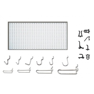 Panou perforat orizontal de 1000x500mm alb cu set de 40 carlige metalice/plastic