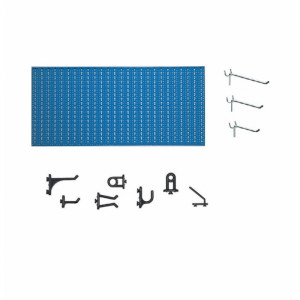 Panou perforat orizontal de 1000x500mm albastru cu set 45 carlige - Img 2