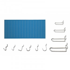 Panou perforat orizontal de 1000x500mm albastru cu set de 60 carlige metalice - Img 2