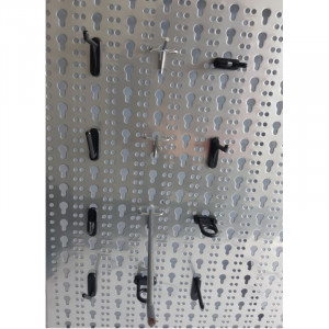 Panou perforat orizontal din INOX, 1000x500mm cu set 25 carlige metalice - Img 4