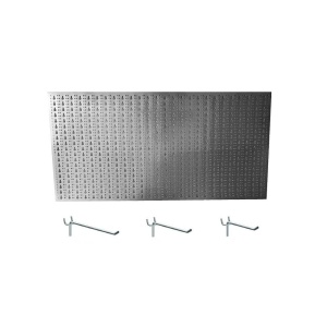 Panou perforat orizontal din INOX, 1000x500mm cu set 25 carlige metalice