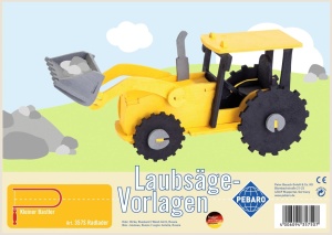 Sablon din lemn, "Buldo-excavator", pentru traforaj, dimensiunea A4, Pebaro
