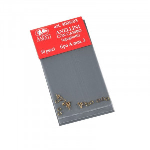 Set 10 inele cu picior din alama pt navomodele, 3mm, Amati - Img 2